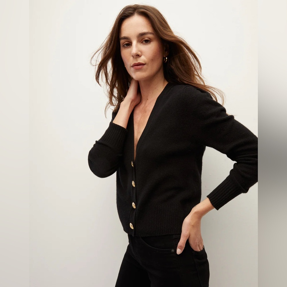 Veronica Beard Solene Cashmere Cardigan in Black